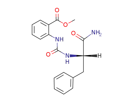 Molecular Structure of 100076-33-3 (Benzoic acid,
2-[[[[2-amino-2-oxo-1-(phenylmethyl)ethyl]amino]carbonyl]amino]-,
methyl ester, (S)-)