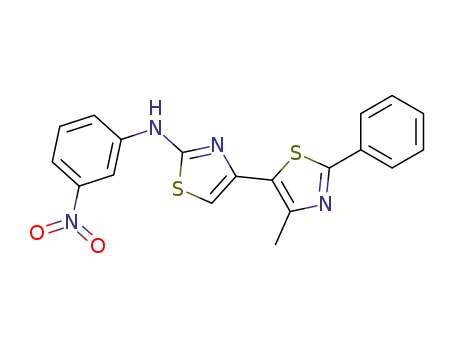 Molecular Structure of 130236-00-9 ((4'-Methyl-2'-phenyl-[4,5']bithiazolyl-2-yl)-(3-nitro-phenyl)-amine)