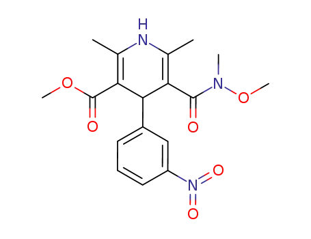Molecular Structure of 133147-16-7 (methyl 5-[methoxy(methyl)carbamoyl]-2,6-dimethyl-4-(3-nitrophenyl)-1,4-dihydropyridine-3-carboxylate)