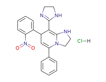 Molecular Structure of 79823-08-8 (Imidazo[1,2-a]pyridine,
8-(4,5-dihydro-1H-imidazol-2-yl)-1,2,3,7-tetrahydro-7-(2-nitrophenyl)-5-
phenyl-, monohydrochloride)