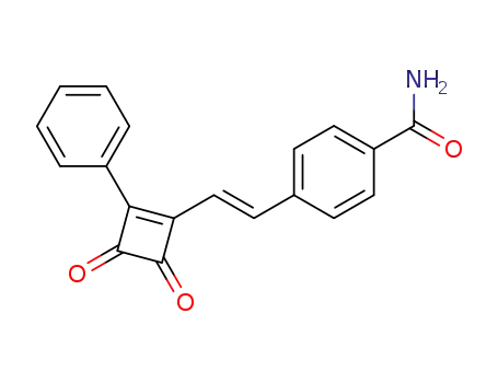 Molecular Structure of 81399-64-6 (trans-4-<2-(3,4-Dioxo-2-phenyl-1-cyclobuten-1-yl)vinyl>benzamid)
