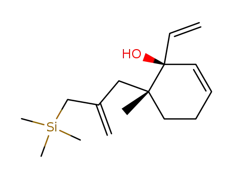 Molecular Structure of 123130-49-4 ((1S,6R)-6-Methyl-6-(2-trimethylsilanylmethyl-allyl)-1-vinyl-cyclohex-2-enol)