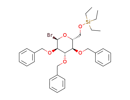 Molecular Structure of 110398-04-4 (2,3,4-tri-O-benzyl-6-O-triethylsilyl-α-D-glucopyranosyl bromidee)