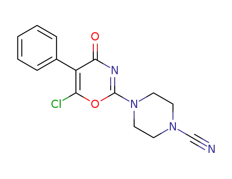Molecular Structure of 128118-77-4 (6-chloro-2-(4-cyanohexahydropyrazin-1-yl)-4-oxo-5-phenyl-4H-1,3-oxazine)