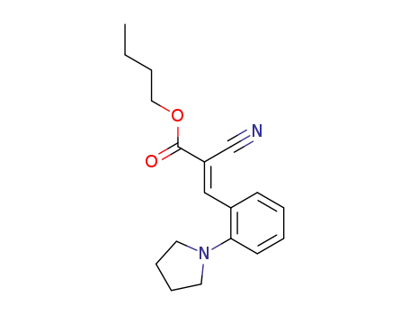 Molecular Structure of 135064-80-1 ((E)-2-Cyano-3-(2-pyrrolidin-1-yl-phenyl)-acrylic acid butyl ester)