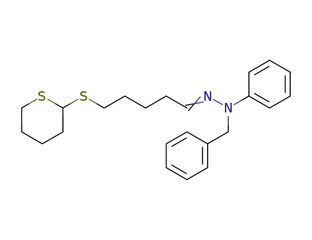 Molecular Structure of 128083-16-9 (5-(2-tetrahydrothiopyranylthio)pentanal α-benzylphenylhydrazone)