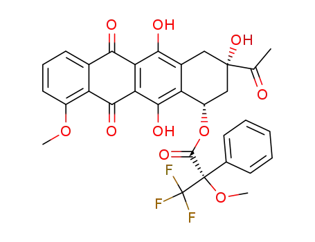 Molecular Structure of 136949-09-2 (7-O-<(S)-α-Methoxy-α-(trifluoromethyl)phenylacetyl>daunomycinone)