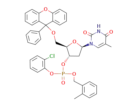 Phosphoric acid 2-chloro-phenyl ester 2-methyl-benzyl ester (2R,3S,5R)-5-(5-methyl-2,4-dioxo-3,4-dihydro-2H-pyrimidin-1-yl)-2-(9-phenyl-9H-xanthen-9-yloxymethyl)-tetrahydro-furan-3-yl ester