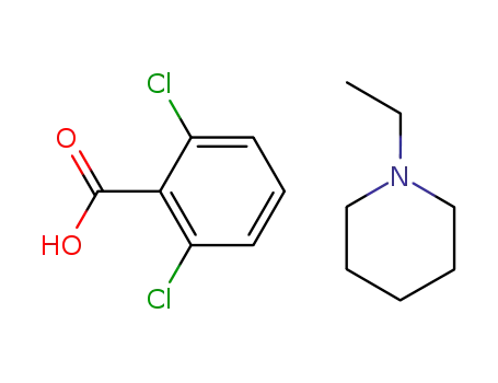 Molecular Structure of 81592-01-0 (2,6-dichlorobenzoic acid N-ethyl-piperidinium salt)