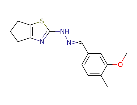 Molecular Structure of 82814-17-3 (N-(5,6-Dihydro-4H-cyclopentathiazol-2-yl)-N'-[1-(3-methoxy-4-methyl-phenyl)-meth-(E)-ylidene]-hydrazine)