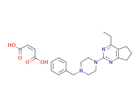 Molecular Structure of 83939-35-9 (2-(4-Benzyl-piperazin-1-yl)-4-ethyl-6,7-dihydro-5H-cyclopentapyrimidine; compound with (Z)-but-2-enedioic acid)