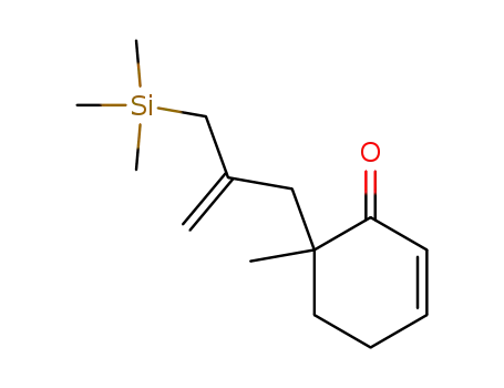 Molecular Structure of 128736-47-0 (6-Methyl-6-(2-trimethylsilanylmethyl-allyl)-cyclohex-2-enone)