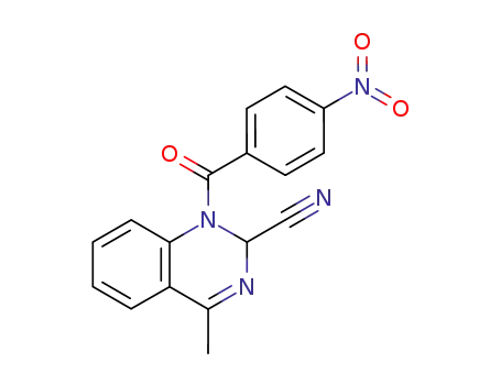 Molecular Structure of 92736-35-1 (2-Quinazolinecarbonitrile, 1,2-dihydro-4-methyl-1-(4-nitrobenzoyl)-)