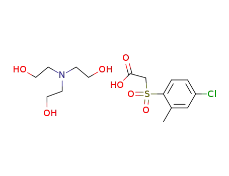 Molecular Structure of 102582-95-6 (Acetic acid, ((4-chloro-2-methylphenyl)sulfonyl)-, compd. with 2,2,2-nitrilotris(ethanol))