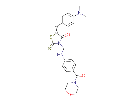 Molecular Structure of 104183-55-3 (5-(p-Dimethylaminobenzylidene)-3-<p-(morpholin-4-ylcarbamoyl)anilinomethyl>-4-oxo-thiazolidine-2-thione)