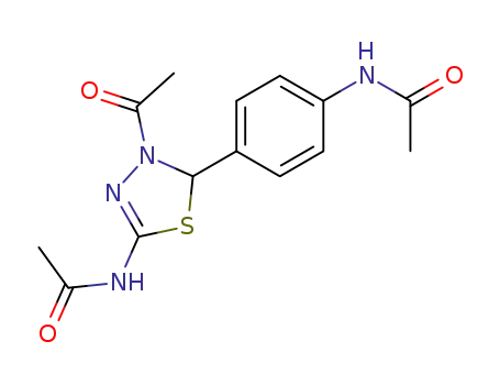 Molecular Structure of 107261-72-3 (4-Acetyl-2-acetylamino-5-p-acetylaminophenyl-4,5-dihydro-1,3,4-thiadiazol)