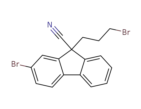 Molecular Structure of 141368-22-1 (9H-Fluorene-9-carbonitrile, 2-bromo-9-(3-bromopropyl)-)