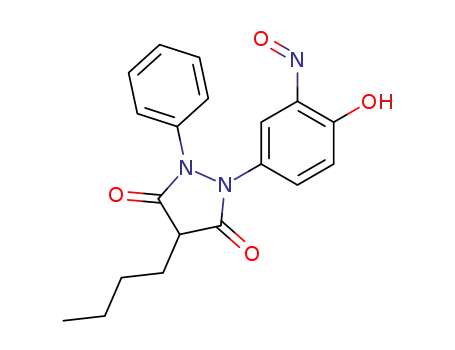 Molecular Structure of 74004-36-7 (4-Butyl-1-(4-hydroxy-3-nitroso-phenyl)-2-phenyl-pyrazolidine-3,5-dione)