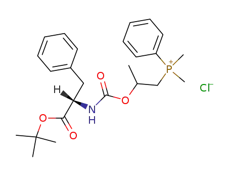 Molecular Structure of 99744-54-4 (N-<2-<(Dimethyl)(phenyl)phosphonio>isopropyloxycarbonyl>-L-phenylalanin-tert-butylester-chlorid)