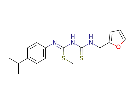 Molecular Structure of 88352-28-7 (Carbamimidothioic acid,N-[[(2-furanylmethyl)amino]thioxomethyl]-N'-[4-(1-methylethyl)phenyl]-,methyl ester)