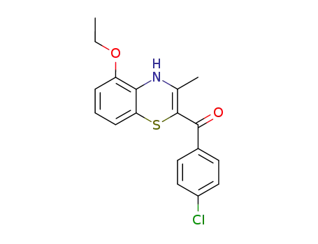 Molecular Structure of 89808-04-8 (Methanone,
(4-chlorophenyl)(5-ethoxy-3-methyl-4H-1,4-benzothiazin-2-yl)-)