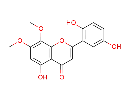 Molecular Structure of 90965-30-3 (4H-1-Benzopyran-4-one, 2-(2,5-dihydroxyphenyl)-5-hydroxy-6,8-dimethoxy -)