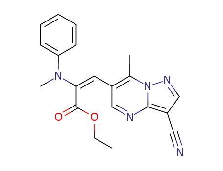 ethyl E-β-N-methyl-anilino-3-cyano-7-methyl-6-pyrazolo<1,5-a>pyrimidineacrylate