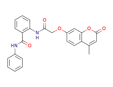Molecular Structure of 128649-80-9 (Benzamide,
2-[[[(4-methyl-2-oxo-2H-1-benzopyran-7-yl)oxy]acetyl]amino]-N-phenyl-)