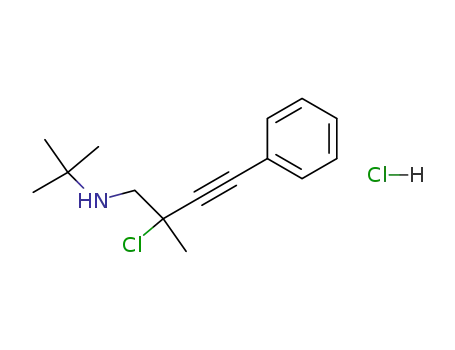 Molecular Structure of 90404-11-8 (3-Butyn-1-amine, 2-chloro-N-(1,1-dimethylethyl)-2-methyl-4-phenyl-,
hydrochloride)