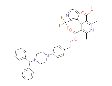 Molecular Structure of 116308-53-3 ([3,4'-Bipyridine]-3',5'-dicarboxylicacid, 1',4'-dihydro-2',6'-dimethyl-2-(trifluoromethyl)-,3'-[2-[4-[4-(diphenylmethyl)-1-piperazinyl]phenyl]ethyl] 5'-methyl ester)