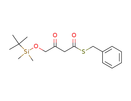 Molecular Structure of 131309-88-1 (4-(tert-Butyl-dimethyl-silanyloxy)-3-oxo-thiobutyric acid S-benzyl ester)