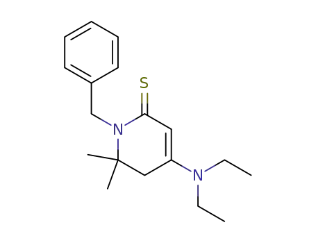 Molecular Structure of 87992-46-9 (2(1H)-Pyridinethione,
4-(diethylamino)-5,6-dihydro-6,6-dimethyl-1-(phenylmethyl)-)