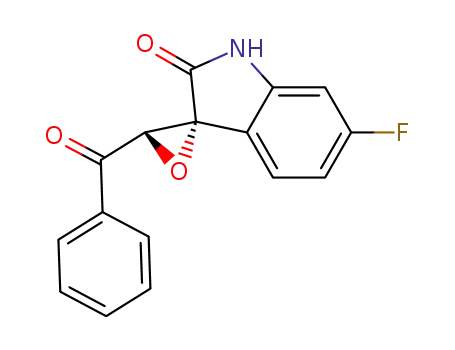 Molecular Structure of 93213-96-8 (Spiro[3H-indole-3,2'-oxiran]-2(1H)-one, 3'-benzoyl-6-fluoro-, cis-)