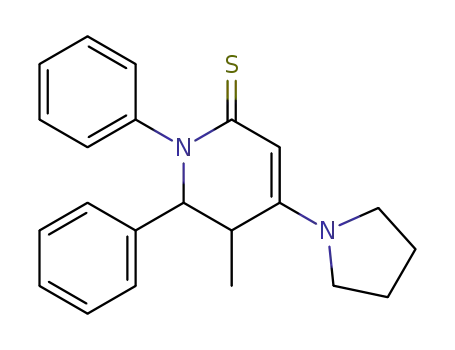 Molecular Structure of 87992-55-0 (2(1H)-Pyridinethione,
5,6-dihydro-5-methyl-1,6-diphenyl-4-(1-pyrrolidinyl)-)