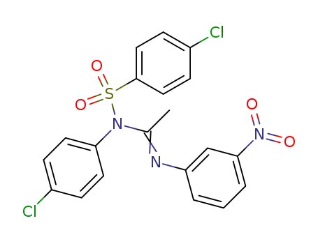 Molecular Structure of 134899-48-2 (4-Chloro-N-(4-chloro-phenyl)-N-{1-[(E)-3-nitro-phenylimino]-ethyl}-benzenesulfonamide)