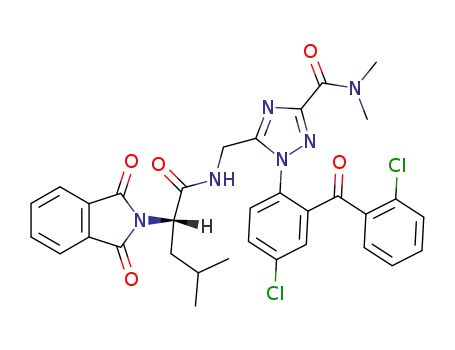 2H-Isoindole-2-acetamide,
N-[[1-[4-chloro-2-(2-chlorobenzoyl)phenyl]-3-[(dimethylamino)carbonyl]-
1H-1,2,4-triazol-5-yl]methyl]-1,3-dihydro-a-(2-methylpropyl)-1,3-dioxo-,
(S)-