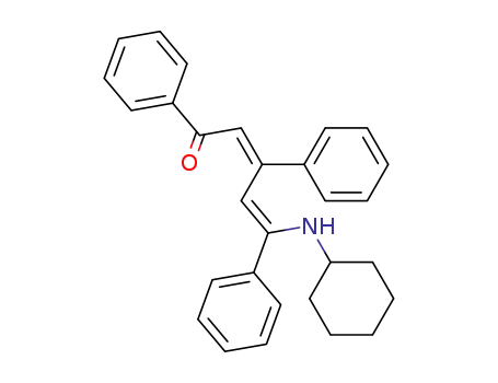 Molecular Structure of 76162-53-3 ((2E,4Z)-5-Cyclohexylamino-1,3,5-triphenyl-penta-2,4-dien-1-one)