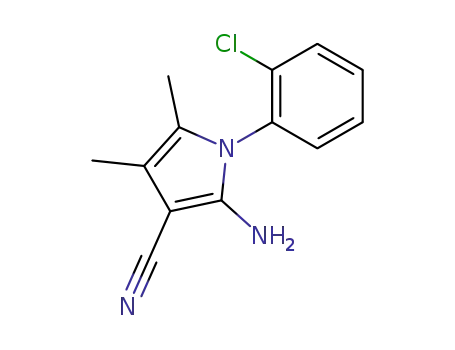 Molecular Structure of 117723-64-5 (1H-Pyrrole-3-carbonitrile, 2-amino-1-(2-chlorophenyl)-4,5-dimethyl-)