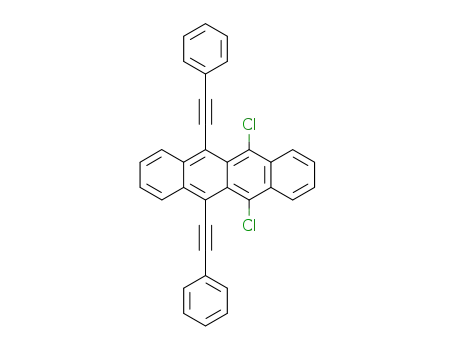 Molecular Structure of 80034-38-4 (Naphthacene, 5,12-dichloro-6,11-bis(phenylethynyl)-)