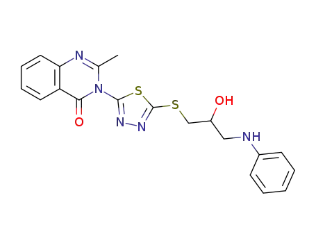 Molecular Structure of 135575-53-0 (3-(5-{[2-hydroxy-3-(phenylamino)propyl]sulfanyl}-1,3,4-thiadiazol-2-yl)-2-methylquinazolin-4(3H)-one)
