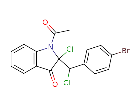 Molecular Structure of 144294-78-0 (3H-Indol-3-one,  1-acetyl-2-[(4-bromophenyl)chloromethyl]-2-chloro-1,2-dihydro-)