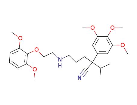 Molecular Structure of 103545-87-5 (5-[2-(2,6-Dimethoxy-phenoxy)-ethylamino]-2-isopropyl-2-(3,4,5-trimethoxy-phenyl)-pentanenitrile)