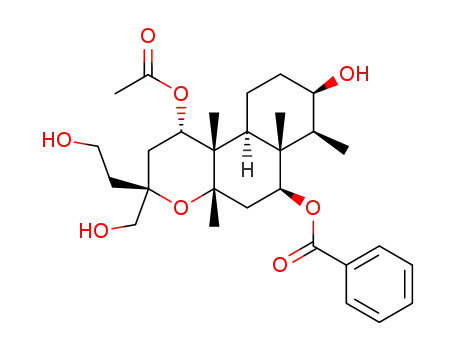 Benzoic acid (1S,3S,4aS,6S,6aR,7S,8R,10aS,10bS)-1-acetoxy-8-hydroxy-3-(2-hydroxy-ethyl)-3-hydroxymethyl-4a,6a,7,10b-tetramethyl-dodecahydro-benzo[f]chromen-6-yl ester