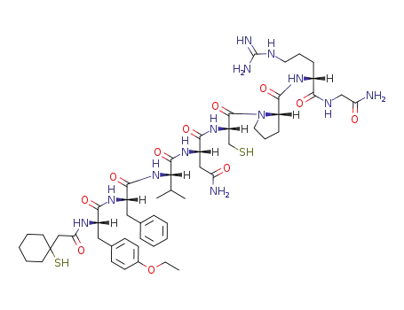 Molecular Structure of 112453-06-2 (Glycinamide,
O-ethyl-N-[(1-mercaptocyclohexyl)acetyl]-D-tyrosyl-L-phenylalanyl-L-valyl-
L-asparaginyl-L-cysteinyl-L-prolyl-L-arginyl-)