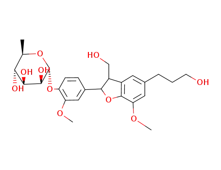 Molecular Structure of 97055-94-2 (4'-O-α-D-rhamnoside of dihydrodehydroconiferyl alcohol)