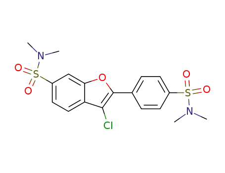Molecular Structure of 88097-24-9 (6-Benzofuransulfonamide,
3-chloro-2-[4-[(dimethylamino)sulfonyl]phenyl]-N,N-dimethyl-)