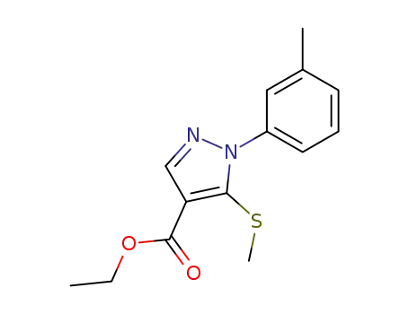 Molecular Structure of 117378-01-5 (ethyl 1-(3-methylphenyl)-5-(methylsulfanyl)-1H-pyrazole-4-carboxylate)