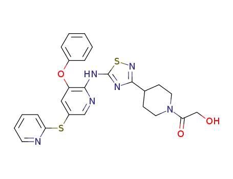 2-hydroxy-1-(4-(5-(3-phenoxy-5-(pyridin-2-ylthio)pyridin-2-ylamino)-1,2,4-thiadiazol-3-yl)piperidin-1-yl)ethanone