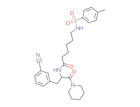Molecular Structure of 93235-99-5 (6-(Toluene-4-sulfonylamino)-hexanoic acid [1-(3-cyano-benzyl)-2-oxo-2-piperidin-1-yl-ethyl]-amide)