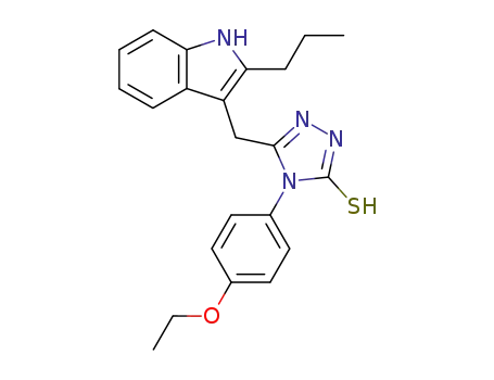 Molecular Structure of 77919-77-8 (4-(4-Ethoxy-phenyl)-5-(2-propyl-1H-indol-3-ylmethyl)-4H-[1,2,4]triazole-3-thiol)